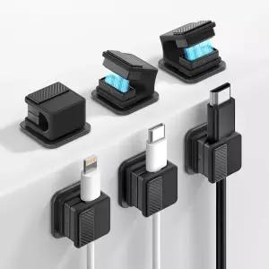 6팩 마그네틱 케이블 클립 어두운 홀더의 글로우 인 더 다크 충격 방지 실리콘이 포함된 골빈박스 코드