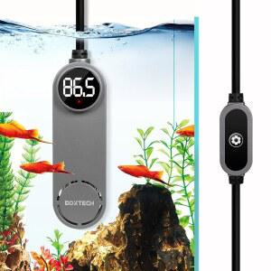 박스테크 소형 어항 히터 - 미니 수족관 히터, 3 12갤런 베타 수족관 탱크용 온도 조절 가능한 외부 컨트롤러가 있는 50w 잠수식 거북이 히터