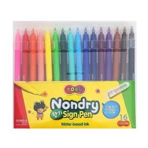 [문구/오피스] 토루향기 색칠펜 사인펜 논드라이 미술 2P 그림 16색