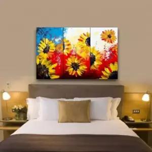 해바라기추상유화액자3p 해바라기그림 포인트액자