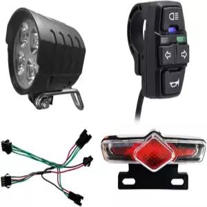 XBERSTAR 3 in 1 자전거 리튬 이온 변환 액세서리 전기 라이트 키트 헤드라이트 테일 혼 DK336 세트 LCD