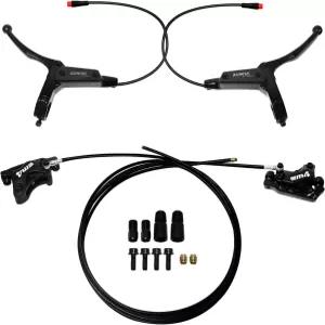 ZTZ 4-피스톤 전기자전거 유압 브레이크 세트 2핀 파워오프 디스크 장착 어댑터가 있는 프리 블레드 키트