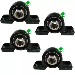 HQRP 4팩 UCP204-12 2볼트 베개 블록 베어링 3/4인치 보어 솔리드 베이스 셀프 얼라인먼트