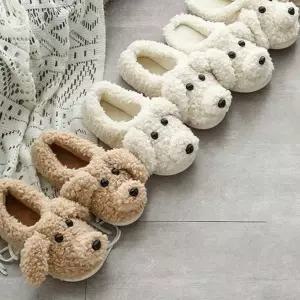 [에이치플러스몰]WL 뽀글이 강아지 털실내화 따뜻한 겨울 슬리퍼