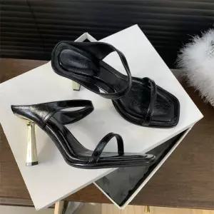 여성 여름 용 레오파드 슈즈 프렌치 웨지힐 스틸레토 샌들 슬리퍼 하이힐 신작 OP2