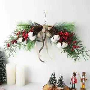 둥근 레드열매 코튼 조화 가랜드 1P 크리스마스 장식 소품 원예