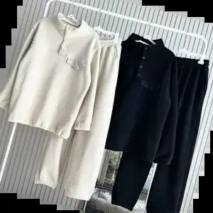 코디세트 남성 플리스 똑딱이 풀오버 조거팬츠 트레이닝복 세트