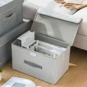 [JED] 접이식 옷정리 수납함 스트라이프 리빙박스 패브릭