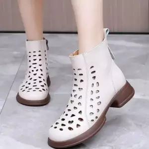 여친 빈티지 여름 구멍 펀칭 부츠 통굽 스타일 가죽 신발 지퍼 앞코 단화 홀워커 워커힐 M스포2