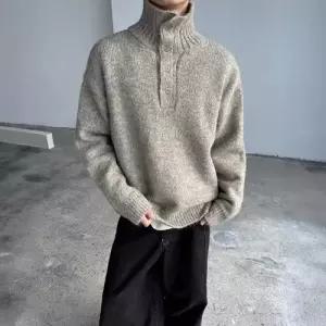 남친 댄디 칼라넥 터틀넥 도톰 스웨터 장식 카디건 스포M1