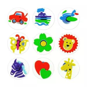 킨디스탬프 - 9종세트 찍기놀이 물감 미술 어린이 스펀지 손잡이분리