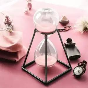 북유럽풍 블랙메탈 유리 모래시계 30분 핑크 사우나모래시계