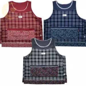 비비의잡화점 꼬레하우씨 포켓 꽃체크 앞치마 보육교사앞치마