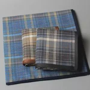 남자 면수건 체크 무늬 정사각형 손수건 땀수건 3매