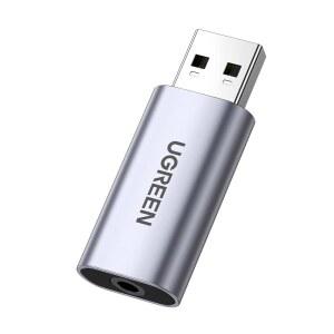 USB to 오디오 잭 외장 사운드 카드 3 5mm 어댑터 2개, A/Oux TRRS 헤드폰 마이크 스테레오 알루미늄, PC Windows Mac Linux 노트북 데스크톱과 호환됨