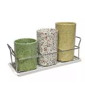 도자기 소재 식기 수저꽂이 숟가락 보관함 3단 다용도 케이스