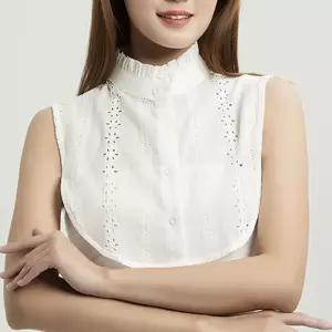 플리츠 차이나 카라 넥 케이프 페이크 카라 레이어드