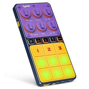 Synido 휴대용 오디오 인터페이스 USB C 무선 충전식 라이브 사운드 카드 DJ 믹서, 마이크 내장, 24비트 / 96kHz, 48V 파워 , 모바일 스트리밍, 팟캐스트, 야외용