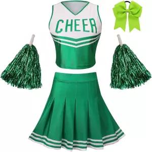 GRAJTCIN 청소년 및 여성 치어리더 코스튬 할로윈 파티 귀여운 치어 의상 크롭탑