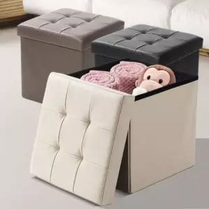 소파발받침 스툴 중 가죽쿠션 보조수납 스톨의자 미니 쇼파발받침