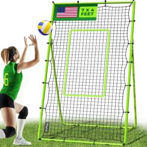 배구 리바운더 네트 라크로스 백 장비 5개의 조정 가능한 각도로 그라운드 스테이킹 네온 스트랩 훈련 및