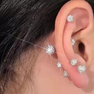 반짝이 큐빅 포인트 귀걸이 데일리 패션 볼피어싱 4mm