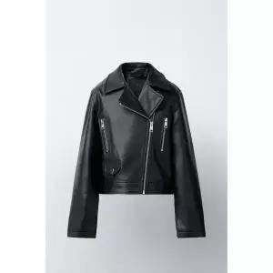 [국내배송] 자라 ZARA 페이크 레더 바이커 재킷 - 블랙 971119