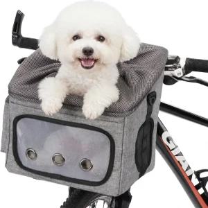 반려견 자전거 바구니 접이식 반려동물 캐리어 메쉬 윈도우가 있는 자동차 부스터 시트 조절식 숄더백 및