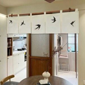 심플 개성 식당 문앞 미니 깃발 커튼 주방 파티션 짧은 가림막 패브릭 장식