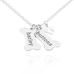 925 스털링 실버 발 프린트 매력이 있는 맞춤형 도그 본 기념 목걸이 - 반려견 애호가를 위한 개인 이름이