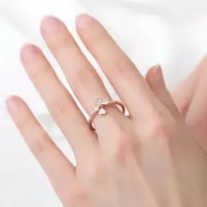 패션반지 클로버 행운 로즈골드 레이어드 큐빅 패션 반지 14KGP