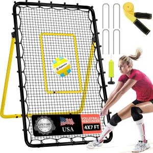 6각 조절 가능한 배구 리바운더 네트 7x4피트 높은 안정성의 바운스 백 훈련 장비로 하이텐션 PU 및 펌프