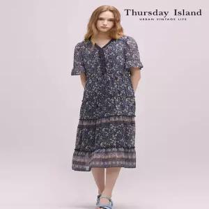 [써스데이아일랜드][Thursday Island] 플라워 보더 믹스 프릴 원피스(T244MOP238W)