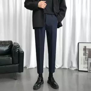 지니코코 팬츠 남성용 여름 정장 슬림 아이스 스키니핏 일자 캐주얼팬츠 솔리드 9부 ADOR2