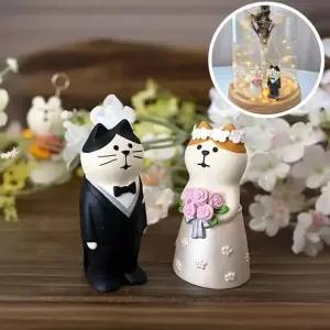 신랑신부 피규어 세트 고양이 웨딩 결혼식 미니어처