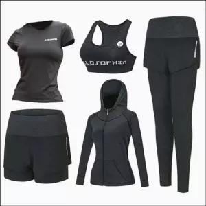 여성 트레이닝복 5종세트 브라탑 레깅스 반팔 후드집업