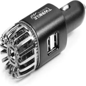 자동차 공기청정기 이오나이저 - 듀얼 USB 충전기가 장착된 12V 플러그인 이온성 항균 탈취제 연기 냄새