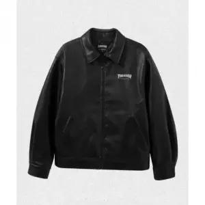 매장정품 트레셔 THRASHER 매거진 비건 레더 트러커 자켓 블랙 TR2404JK06BK 1472985