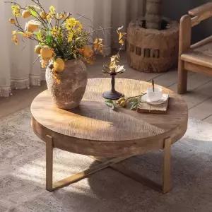 커피테이블 원형 티테이블 원목찻상 유리 빈티지 좌탁