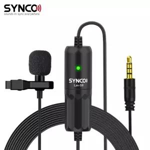 SYNCO Lav-S8 전문 라발리에 마이크 클립온 무지향성 옷깃 마이크 소음 감소 자동 페어링 8M/ 26.2ft 케이