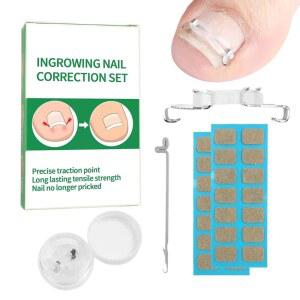 잔차라 잉그로우 남성용 발톱 교정 키트 네일 도구 스테인리스 스틸 클립 2개 내장/컬링 네일을 위한 곡선 스트립 및 발가락 패드