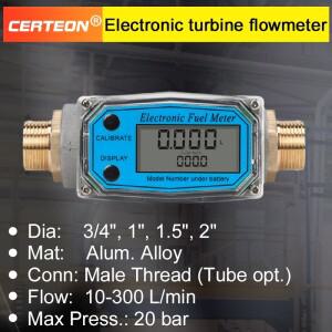 알루미늄 전자 유량계, 디지털 터빈 방식, 물·디젤·가솔린용, 외부 나사 연결 1/2