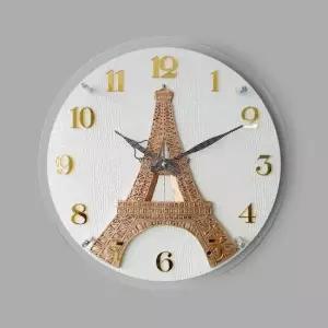 교육용벽시계 파리 에펠탑 화이트 인테리어 거실 무소음 벽시계 375