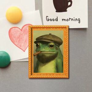 빈티지 유화 신문 스티커 냉장고 모자 파티 데코 스타일 메시지 개구리 1개 주방 장식 수염 아이템 모양 신사 인간화된 면도칼