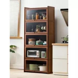 클래식 원목 커피장 부엌 그릇장 진열장 엔틱 장식장 빈티지 3단 브라운