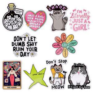 귀여운 너구리 인용문 고양이 캐비닛 디스플레이 스티커 선물 냉장고 실용적인 도어 장식 패션