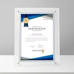 투명 아크릴 상장액자 상장케이스 사진액자 A4 사진 앨범 탁상 수료증 신고증 임명장 그레이