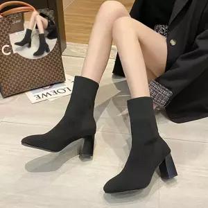 여성 데일리 심플 앵클 삭스 부츠 신발