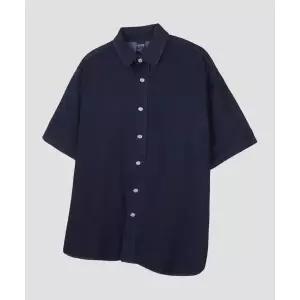 AGOD 버튼 다운 오버핏 데님 하프 셔츠 인디고 DT03 446376