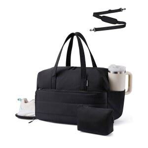 큰 텀블러 홀더 포켓이 있는 여성용 LOVEVOOK 작은 짐 가방 신발 수납공간이 휴대용 여행용 더플 운동 스포츠 댄스 요가용 파우치가 오버 미니